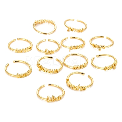 12Pcs 12 Style Brass Cuff Rings RJEW-LS0001-37G-1