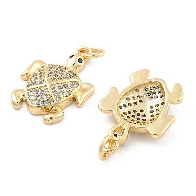 Brass Pave Clear Cubic Zirconia Pendants KK-U009-12M-G-1