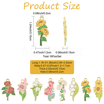 16Pcs 8 Styles Alloy Enamel Pendants ENAM-FS0003-93-1