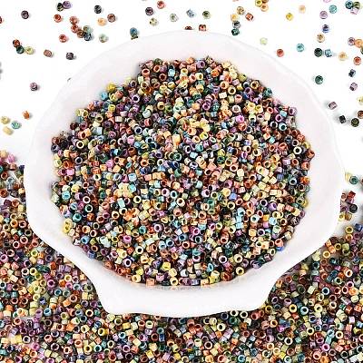 Opaque Picasso Cylinder Glass Beads SEED-Q039-06A-M-1