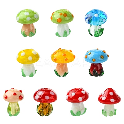 10Pcs 10 Colors Handmade Lampwork Beads LAMP-CJ0002-81-1