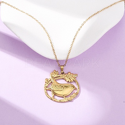 304 Stainless Steel Pendant Cable Chain Necklaces for Men Women NJEW-K308-03E-G-1