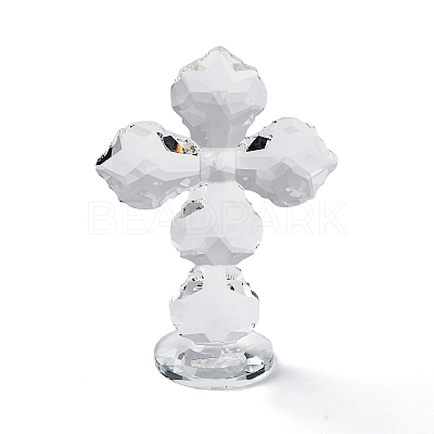 Natural Quartz Crystal Cross Figurines AJEW-H154-01B-1