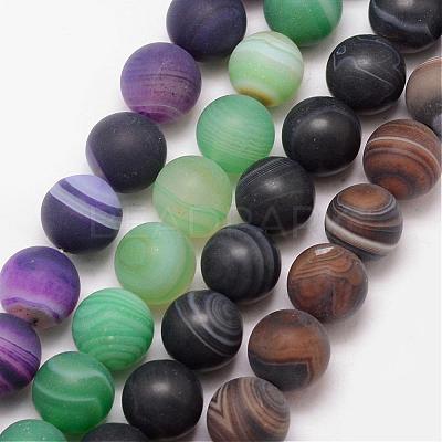 Natural Striped Agate/Banded Agate Bead Strands G-K166-12-6mm-1