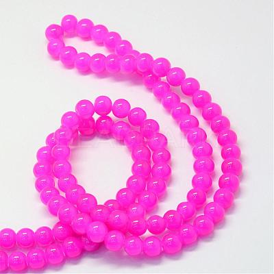 Baking Paint Imitation Jade Glass Round Bead Strands DGLA-Q021-6mm-28-1