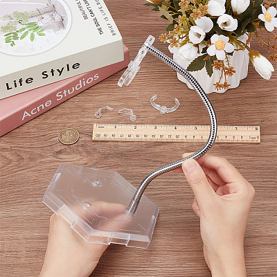 Plastic Minifigures Display Stands with Adjustable Snake Bone Bracket ODIS-WH0070-81A-1