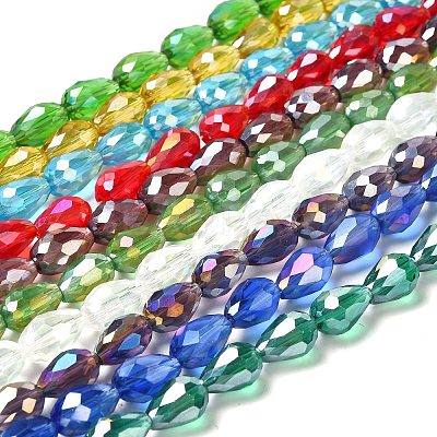 Electroplate Glass Beads Strands EGLA-D015-12x8mm-M-1