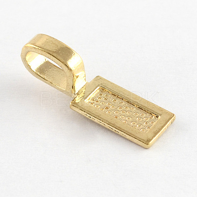 Tibetan Style Alloy Glue-on Flat Pad Bails TIBE-4710-G-RS-1