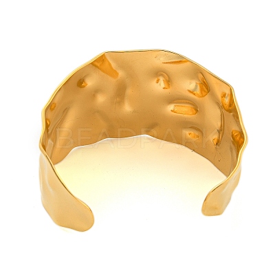 Ion Plating(IP) 304 Stainless Steel Textured Wide Open Cuff Bangles BJEW-S151-01G-01-1