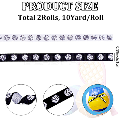 2 Rolls 2 Styles Volleyball Theme Polyester Grosgrain Ribbons OCOR-CP0001-22-1