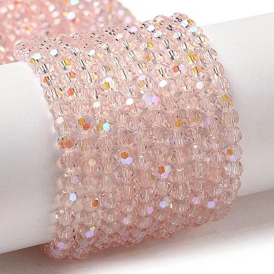 Electroplate Transparent Glass Beads Strands EGLA-A035-T3mm-L20-1
