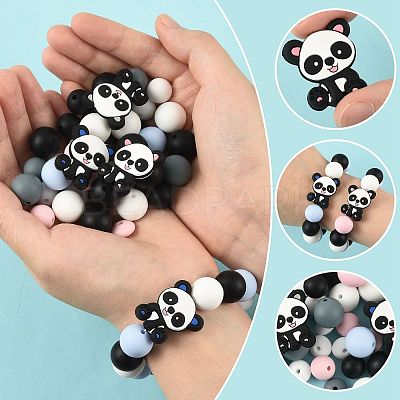 40Pcs 10 Styles Silicone Beads SIL-FS0001-27C-1