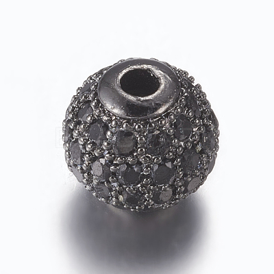 Brass Micro Pave Cubic Zirconia Beads ZIRC-E134-8mm-05B-1