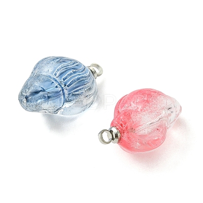 Gradient Color Spray Painted Glass Pendants PALLOY-JF05409-1