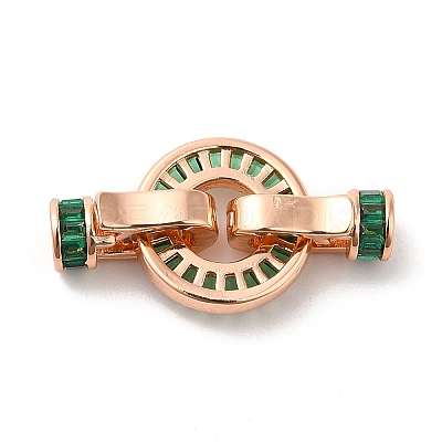 Rack Plating Brass Pave Cubic Zirconia Fold Over Clasps KK-Q772-29RG-02-1