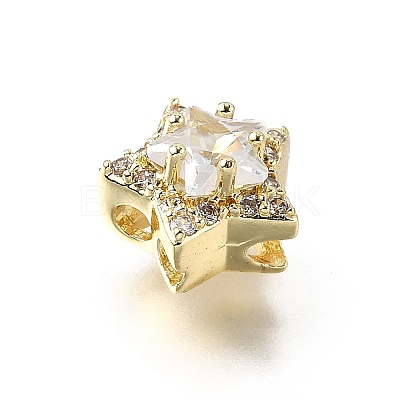 Brass Micro Pave Cubic Zirconia Beads KK-D379-01G-03-1