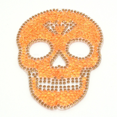 Skull Rhinestone Patches DIY-WH0199-35B-1