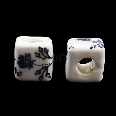 Floral Printed Porcelain Beads X-PORC-Q161-6-1