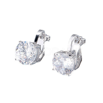 Brass Cubic Zirconia Clip-on Earrings WGE68B6-01-1