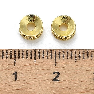 Flat Round Brass Micro Pave Clear Cubic Zirconia Beads KK-A276-08G-1