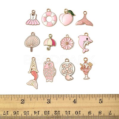 48Pcs 12 Styles Alloy Enamel Pendants ENAM-FS0003-50-1