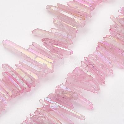 Electroplated Natural Quartz Stick Bead Strands G-G950-06A-1
