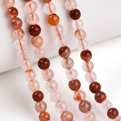 Natural Red Hematoid Quartz Beads Strands G-T140-4mm-01-1