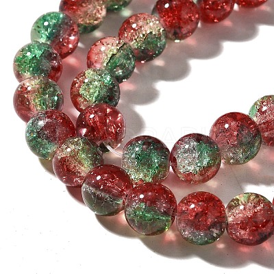 Christmas Theme Crackle Glass Beads Strands CCG-C002-8mm-12-1