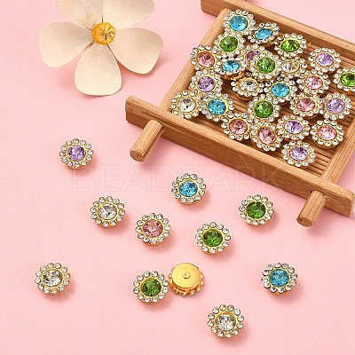 50Pcs 5 Colors Flower Sew on Rhinestone RGLA-YW0002-02-1