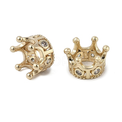 Brass Micro Pave Cubic Zirconia European Beads KK-K297-39KCG-1