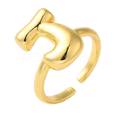 Initials Brass Open Cuff Ring for Women RJEW-N046-02J-G-1
