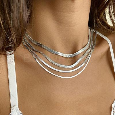 304 Stainless Steel Snake Chain Necklaces for Women WG80FEF-25-1