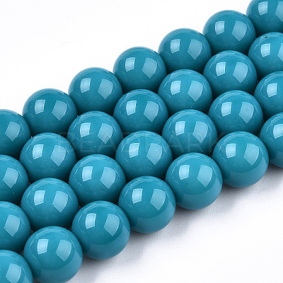 Opaque Solid Color Glass Beads Strands X-GLAA-T032-P10mm-13-1
