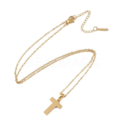 Ion Plating(IP) Initial Letter 304 Stainless Steel Pendant Necklaces NJEW-M199-01G-T-1