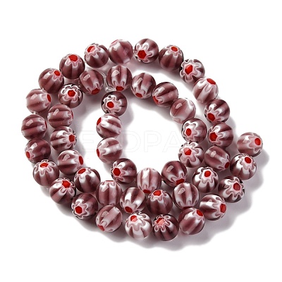 Handmade Millefiori Lampwork Beads Strands LAMP-G164-05O-1