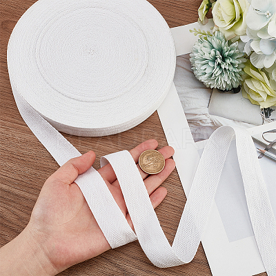 Flat Polycotton Twill Tape Ribbon OCOR-WH0066-92H-02-1
