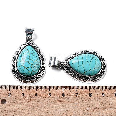 Synthetic Turquoise Teardrop Pendants G-A093-03AS-02-1