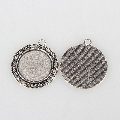 Tibetan Style Alloy Pendant Cabochon Settings TIBEP-N003-52AS-1