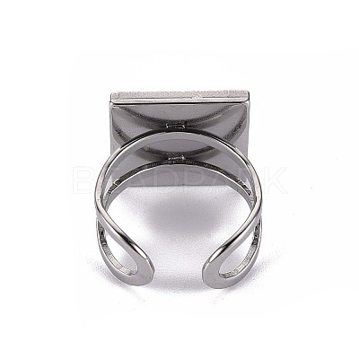 Non-Tarnish 201 Stainless Steel Cuff Pad Ring Settings X-STAS-S080-041C-P-1