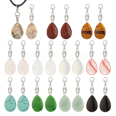 Gemstone Teardrop Pendant Decoration HJEW-AB00408-1