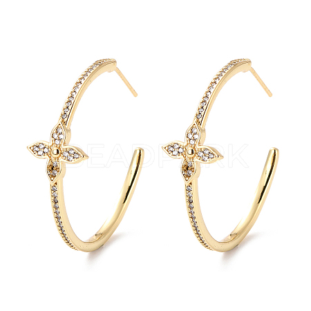 Cubic Zirconia Open Hoop Earrings for Girl Women X-ZIRC-Z018-25G-1