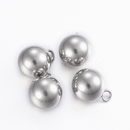 304 Stainless Steel Sphere Charms X-STAS-H394-12P-1