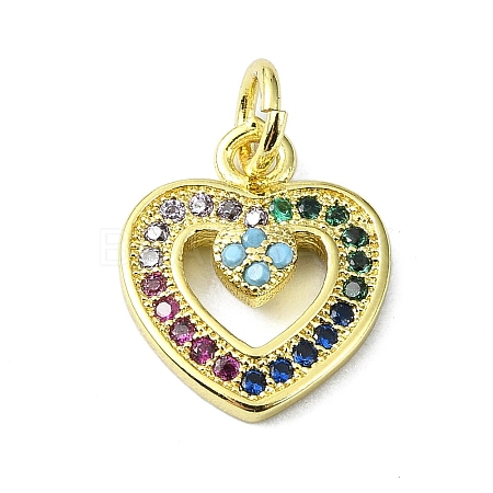 Brass Micro Pave Colorful Cubic Zirconia Pendants KK-H475-14G-05-1