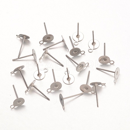 Non-Tarnish 316 Surgical Stainless Steel Stud Earring Settings X-STAS-K098-07-6mm-P-1