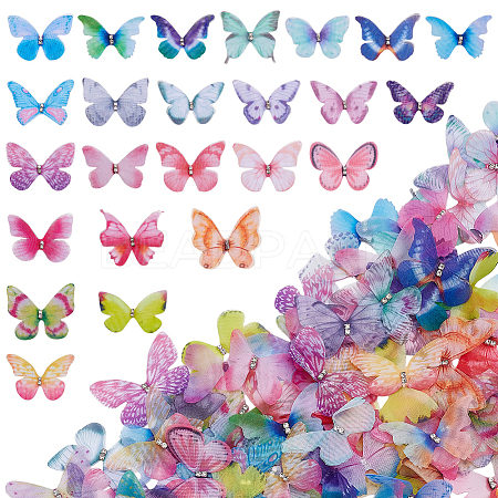 100Pcs 3D Butterfly Organza Rinestone Face Eye Stickers MRMJ-ME0001-06-1
