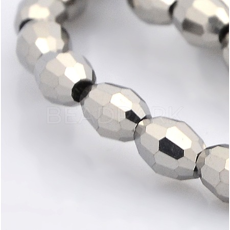 Full Plated Glass Faceted Rice Beads Strands GLAA-A030A-FP01-1