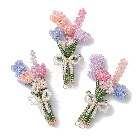 Seed Beads Beaded Charms PALLOY-JF02868-1