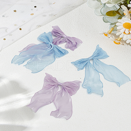 4Pcs 2 Colors Cloth Long Bowknot Hair Barrettes OHAR-LP0001-29B-1