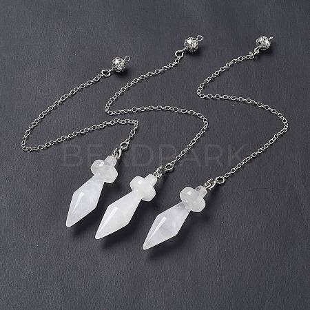 Natural Quartz Crystal Pointed Dowsing Pendulums AJEW-B020-05P-08-1