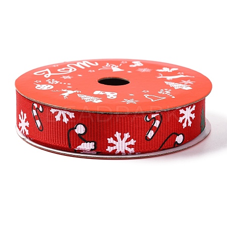 5 Yards Christmas Polyester Printed Grosgrain Ribbon OCOR-A008-01H-1